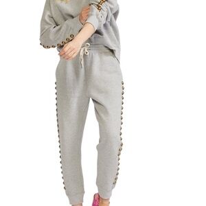 CYNTHIA ROWLEY Gray Women’s Jogger Pants with Side Stud Detail